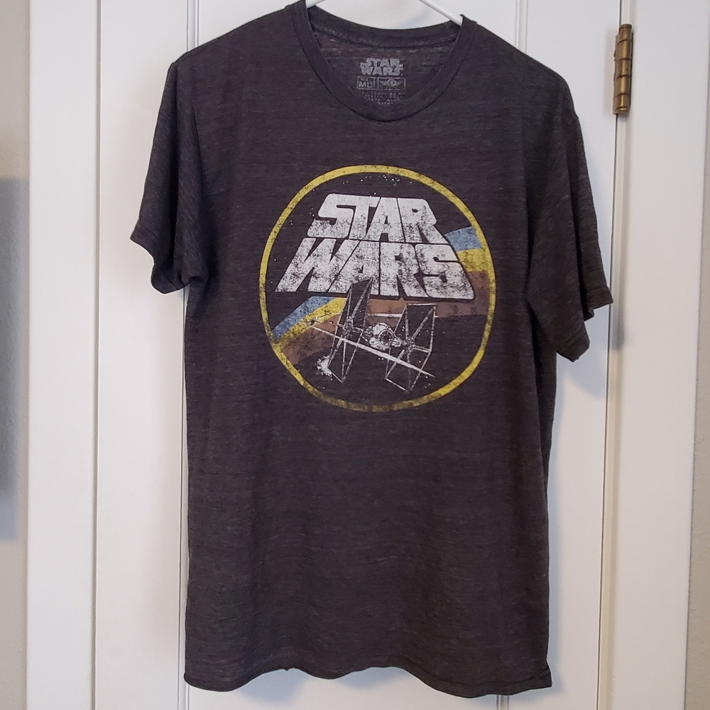 STAR WARS TIE Fighter X-wing battle vintage style gray t-shirt Medium